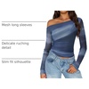 image:imageZESICA Womens Floral Mesh Off Shoulder Long Sleeve TopsDustyblue