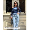 image:imageZESICA Womens Floral Mesh Off Shoulder Long Sleeve TopsDustyblue