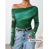 image:imageZESICA Womens Floral Mesh Off Shoulder Long Sleeve TopsGreen