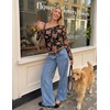 image:imageZESICA Womens Floral Mesh Off Shoulder Long Sleeve TopsInkyblack