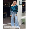 image:imageZESICA Womens Floral Mesh Off Shoulder Long Sleeve TopsLakeblue