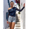 image:imageZESICA Womens Floral Mesh Off Shoulder Long Sleeve TopsMazarine