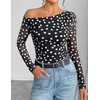 image:imageZESICA Womens Floral Mesh Off Shoulder Long Sleeve TopsPointblack