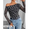 image:imageZESICA Womens Floral Mesh Off Shoulder Long Sleeve TopsPointblack