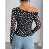 image:imageZESICA Womens Floral Mesh Off Shoulder Long Sleeve TopsPointblack