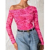 image:imageZESICA Womens Floral Mesh Off Shoulder Long Sleeve TopsRose