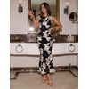 image:imageZESICA Womens Floral Mesh Slit Bodycon Wedding Guest Cocktail Midi DressBlack