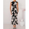 image:imageZESICA Womens Floral Mesh Slit Bodycon Wedding Guest Cocktail Midi DressBlack