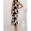 image:imageZESICA Womens Floral Mesh Slit Bodycon Wedding Guest Cocktail Midi DressBlack
