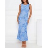 image:imageZESICA Womens Floral Mesh Slit Bodycon Wedding Guest Cocktail Midi DressBlue