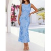 image:imageZESICA Womens Floral Mesh Slit Bodycon Wedding Guest Cocktail Midi DressBlue