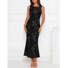 image:imageZESICA Womens Floral Mesh Slit Bodycon Wedding Guest Cocktail Midi DressDim