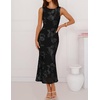 image:imageZESICA Womens Floral Mesh Slit Bodycon Wedding Guest Cocktail Midi DressDim
