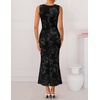 image:imageZESICA Womens Floral Mesh Slit Bodycon Wedding Guest Cocktail Midi DressDim