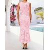 image:imageZESICA Womens Floral Mesh Slit Bodycon Wedding Guest Cocktail Midi DressLightpink