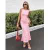 image:imageZESICA Womens Floral Mesh Slit Bodycon Wedding Guest Cocktail Midi DressLightpink