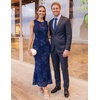 image:imageZESICA Womens Floral Mesh Slit Bodycon Wedding Guest Cocktail Midi DressNavy