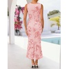 image:imageZESICA Womens Floral Mesh Slit Bodycon Wedding Guest Cocktail Midi DressPink