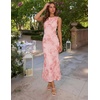 image:imageZESICA Womens Floral Mesh Slit Bodycon Wedding Guest Cocktail Midi DressPink