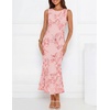image:imageZESICA Womens Floral Mesh Slit Bodycon Wedding Guest Cocktail Midi DressPink