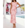 image:imageZESICA Womens Floral Mesh Slit Bodycon Wedding Guest Cocktail Midi DressPink