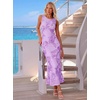 image:imageZESICA Womens Floral Mesh Slit Bodycon Wedding Guest Cocktail Midi DressPurple