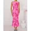 image:imageZESICA Womens Floral Mesh Slit Bodycon Wedding Guest Cocktail Midi DressRose