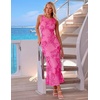 image:imageZESICA Womens Floral Mesh Slit Bodycon Wedding Guest Cocktail Midi DressRose