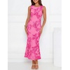 image:imageZESICA Womens Floral Mesh Slit Bodycon Wedding Guest Cocktail Midi DressRose