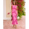 image:imageZESICA Womens Floral Mesh Slit Bodycon Wedding Guest Cocktail Midi DressRose
