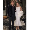 image:imageZESICA Womens Floral Mesh Slit Bodycon Wedding Guest Cocktail Midi DressWhite