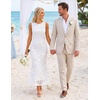 image:imageZESICA Womens Floral Mesh Slit Bodycon Wedding Guest Cocktail Midi DressWhite
