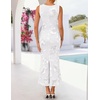 image:imageZESICA Womens Floral Mesh Slit Bodycon Wedding Guest Cocktail Midi DressWhite
