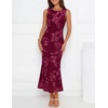 image:imageZESICA Womens Floral Mesh Slit Bodycon Wedding Guest Cocktail Midi DressWine