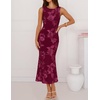 image:imageZESICA Womens Floral Mesh Slit Bodycon Wedding Guest Cocktail Midi DressWine