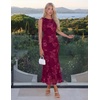 image:imageZESICA Womens Floral Mesh Slit Bodycon Wedding Guest Cocktail Midi DressWine