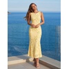 image:imageZESICA Womens Floral Mesh Slit Bodycon Wedding Guest Cocktail Midi DressYellow