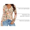 image:imageZESICA Womens Floral Ruffle Mesh Tops Long Sleeve ShirtsApricot