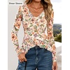 image:imageZESICA Womens Floral Ruffle Mesh Tops Long Sleeve ShirtsApricot