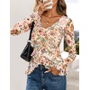 image:imageZESICA Womens Floral Ruffle Mesh Tops Long Sleeve ShirtsApricot
