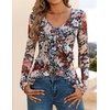 image:imageZESICA Womens Floral Ruffle Mesh Tops Long Sleeve ShirtsBlack