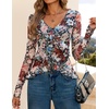 image:imageZESICA Womens Floral Ruffle Mesh Tops Long Sleeve ShirtsBlack