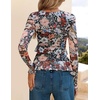 image:imageZESICA Womens Floral Ruffle Mesh Tops Long Sleeve ShirtsBlack