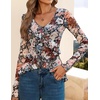 image:imageZESICA Womens Floral Ruffle Mesh Tops Long Sleeve ShirtsBlack