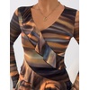 image:imageZESICA Womens Floral Ruffle Mesh Tops Long Sleeve ShirtsBrown