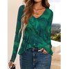 image:imageZESICA Womens Floral Ruffle Mesh Tops Long Sleeve ShirtsGreen