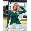 image:imageZESICA Womens Floral Ruffle Mesh Tops Long Sleeve ShirtsGreen