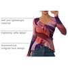 image:imageZESICA Womens Floral Ruffle Mesh Tops Long Sleeve ShirtsMulticolour