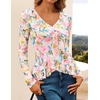 image:imageZESICA Womens Floral Ruffle Mesh Tops Long Sleeve ShirtsPinkgreen
