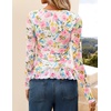 image:imageZESICA Womens Floral Ruffle Mesh Tops Long Sleeve ShirtsPinkgreen